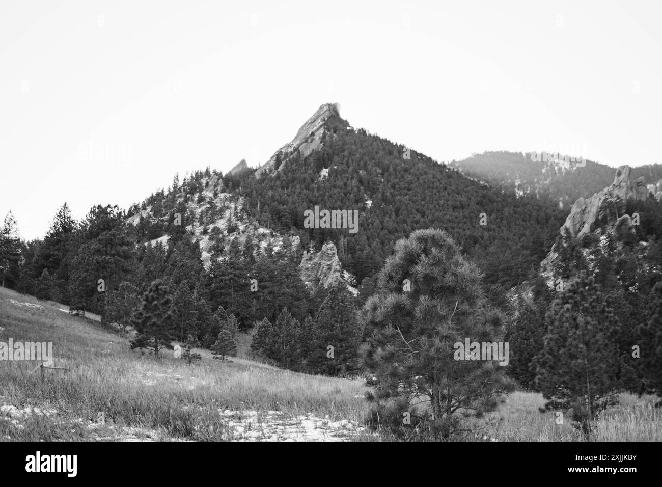 PIN noir et blanc et montagne à Boulder, Colorado Banque D'Images