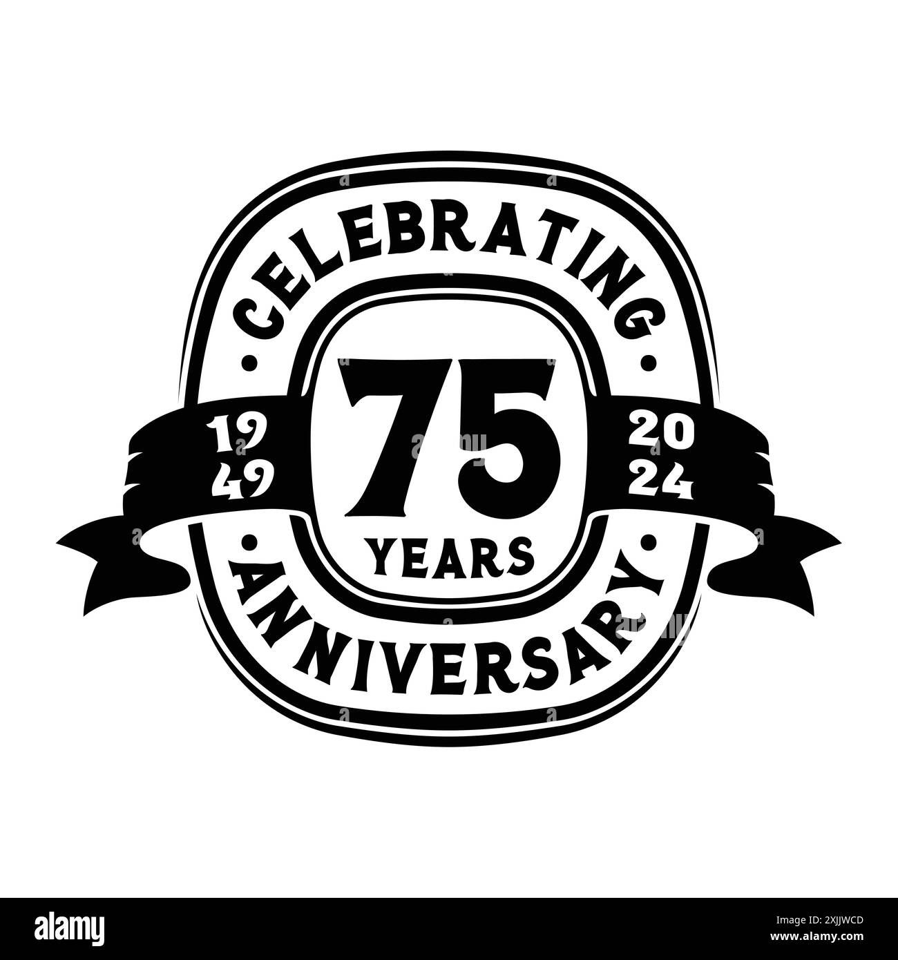 Modèle de conception de logo de célébration du 75e anniversaire. Vecteur et illustration du 75e anniversaire. Illustration de Vecteur