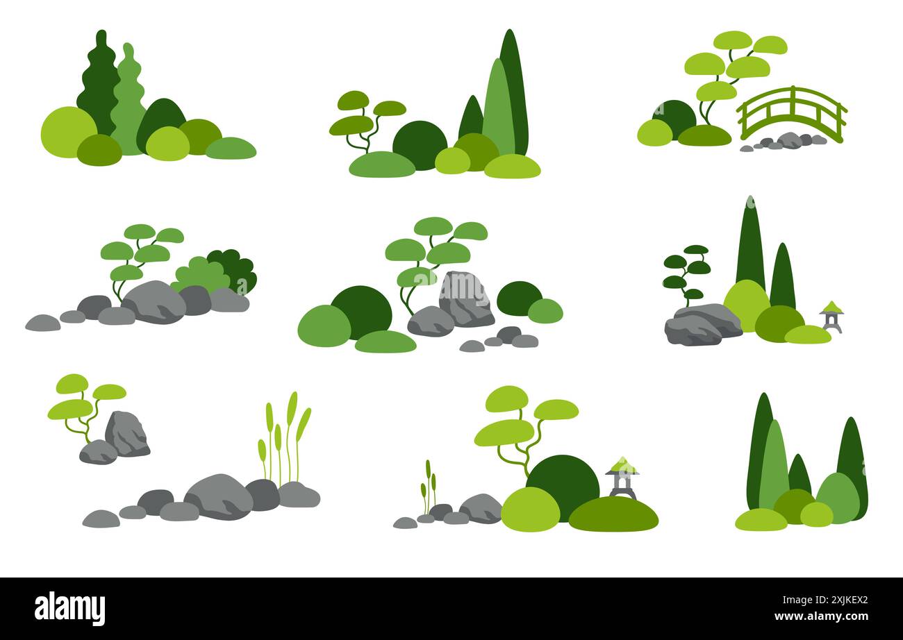 Illustration de conception de paysage de jardin Illustration de Vecteur