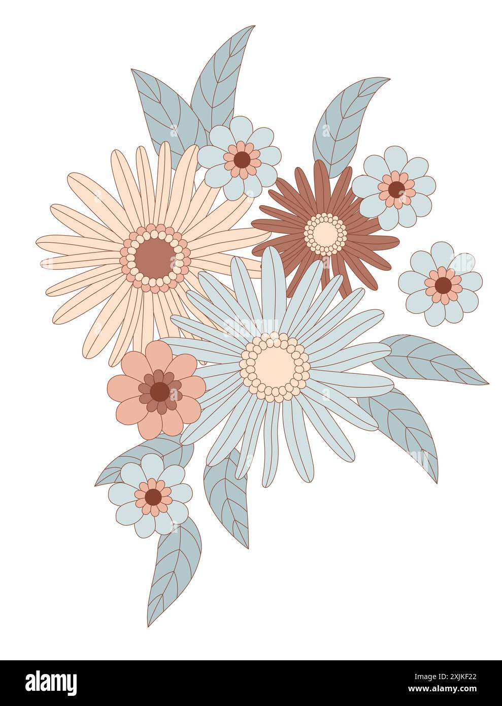 Composition de fleurs rétro. Carte d'invitation de mariage à motif Marguerite Illustration de Vecteur