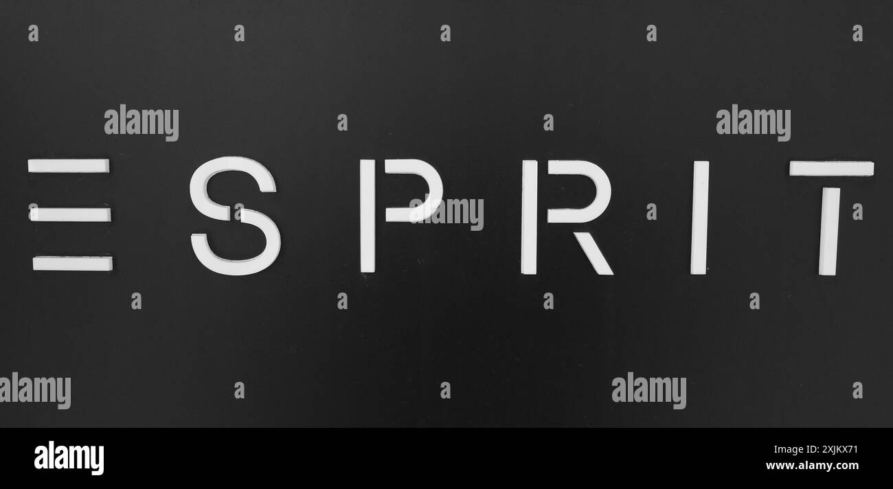Logo de la marque esprit, noir et blanc, Roermond, pays-Bas Banque D'Images