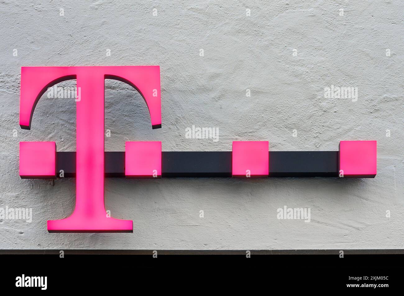 Façade avec logo Telekom, Allgaeu. Bavière, Allemagne Banque D'Images