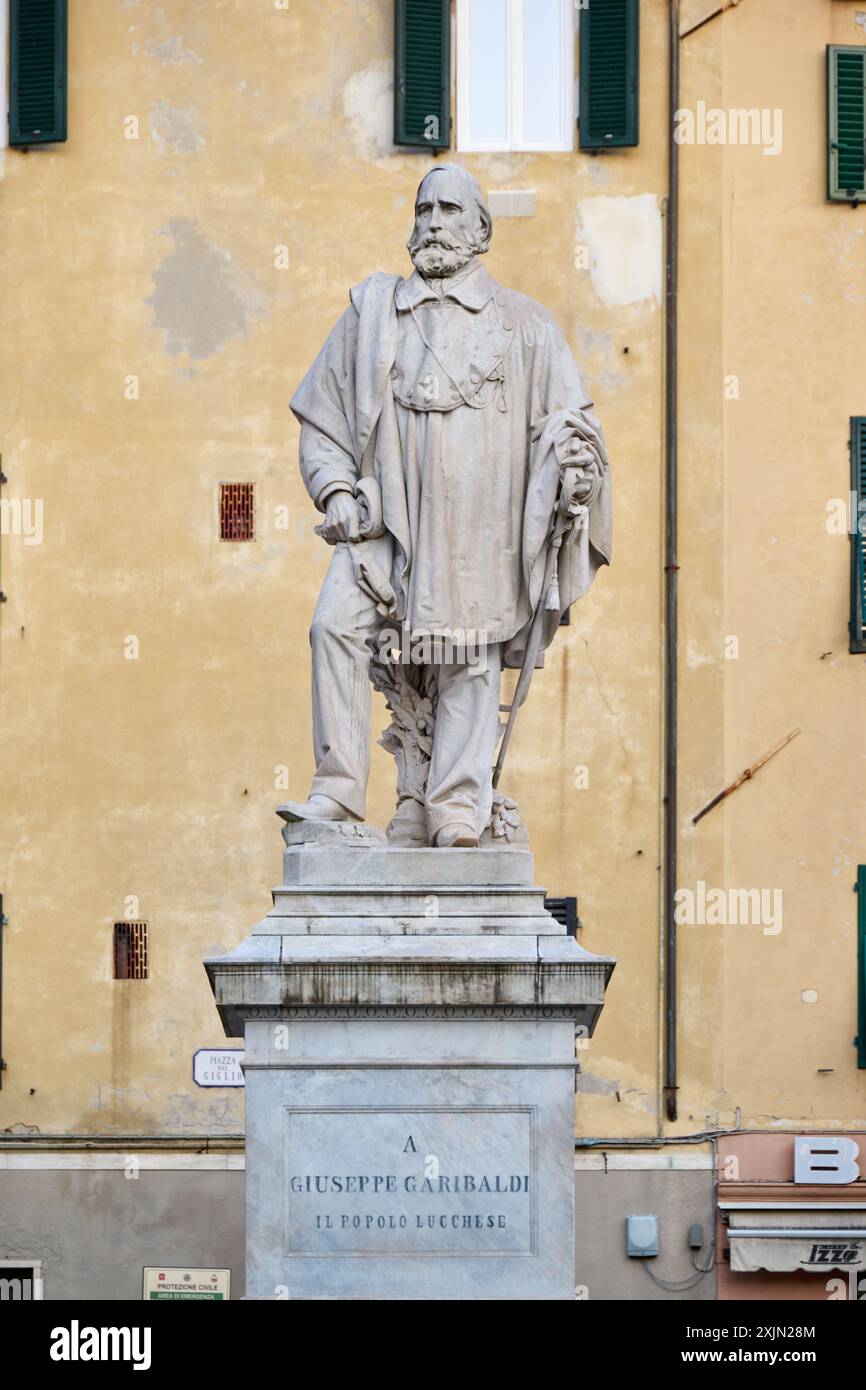Statue de Giuseppe Garibaldi à Lucques, Toscane, Italie Banque D'Images