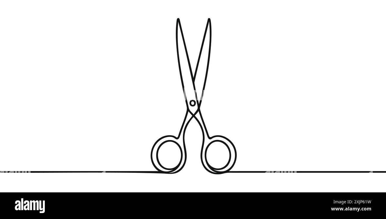 Ciseaux continus à une ligne. Illustration vectorielle Illustration de Vecteur