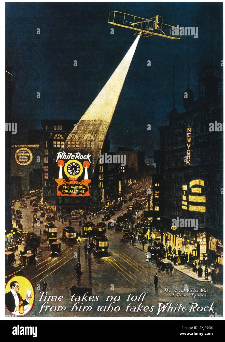 1912 White Rock annonce eau embouteillée - Times Square New York Banque D'Images