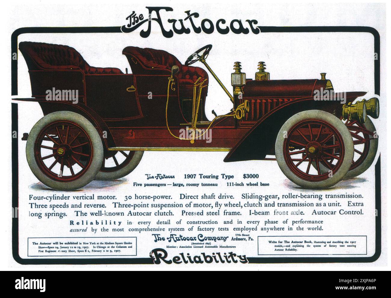 Annonce autocar 1906 - 07 type tourisme Banque D'Images