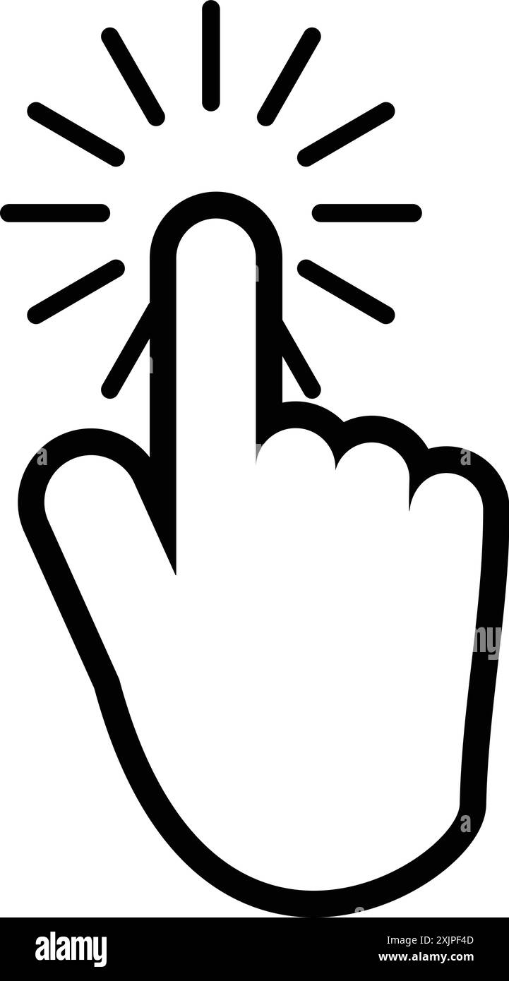 Main pointant vers une étoile. Illustration vectorielle sur un fond blanc. Illustration de Vecteur