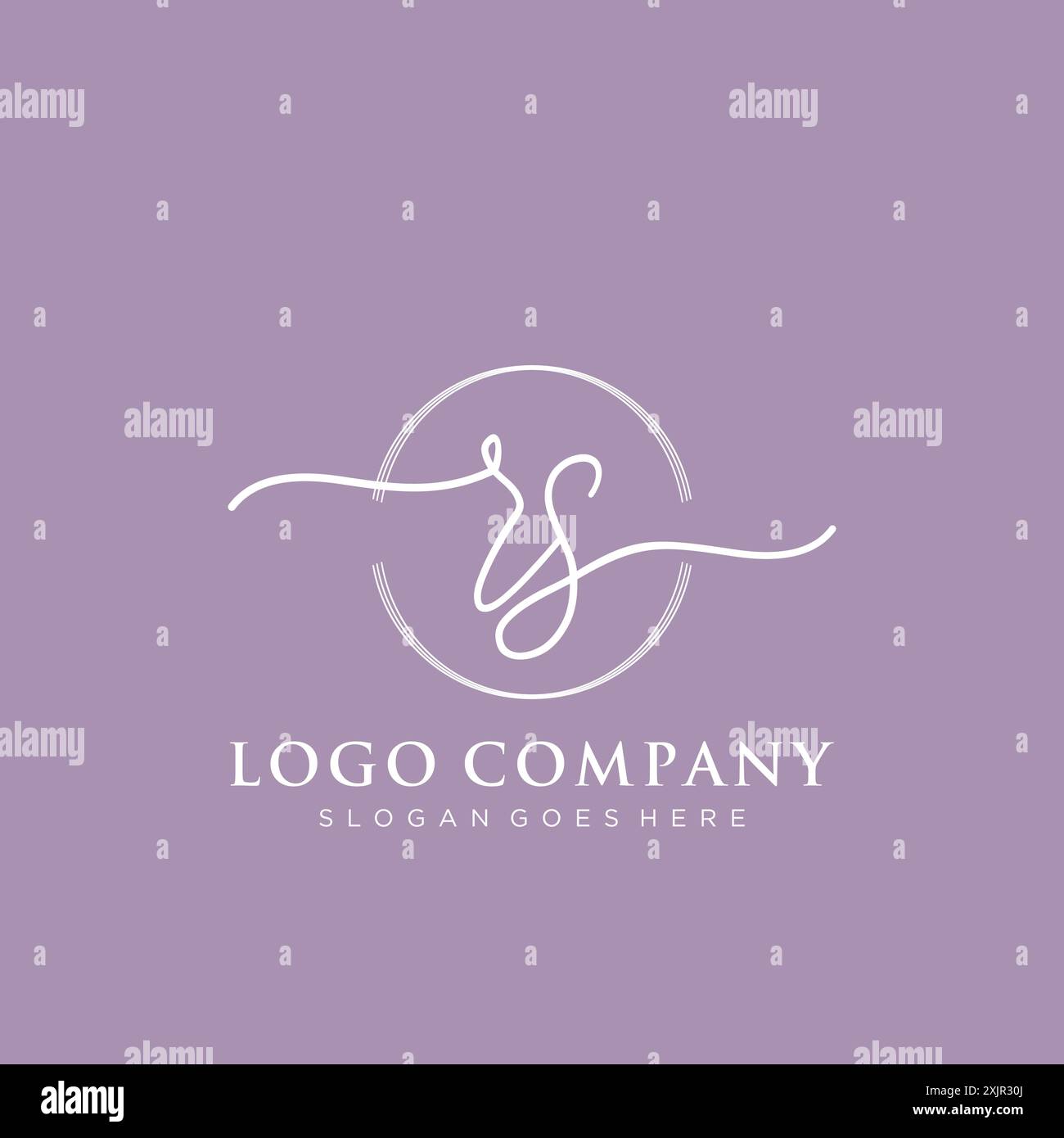 Écriture manuscrite initiale RS avec logo en forme de cercle de pinceau Illustration de Vecteur