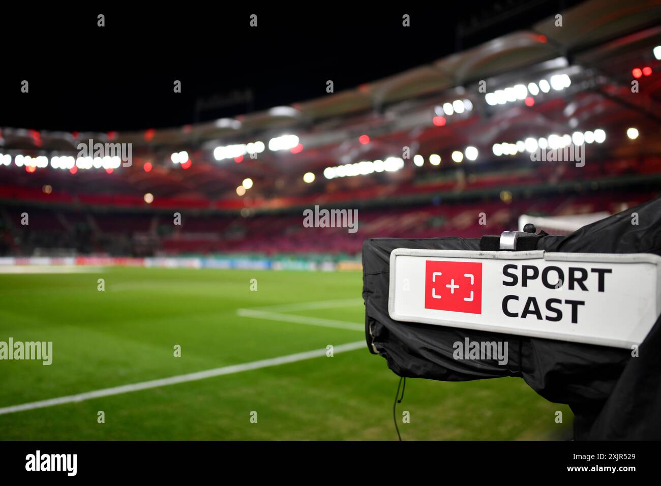 Logo de la caméra TV SportCAST, DFB-Pokal, MHPArena, MHP Arena Stuttgart, Bade-Wuerttemberg, Allemagne Banque D'Images