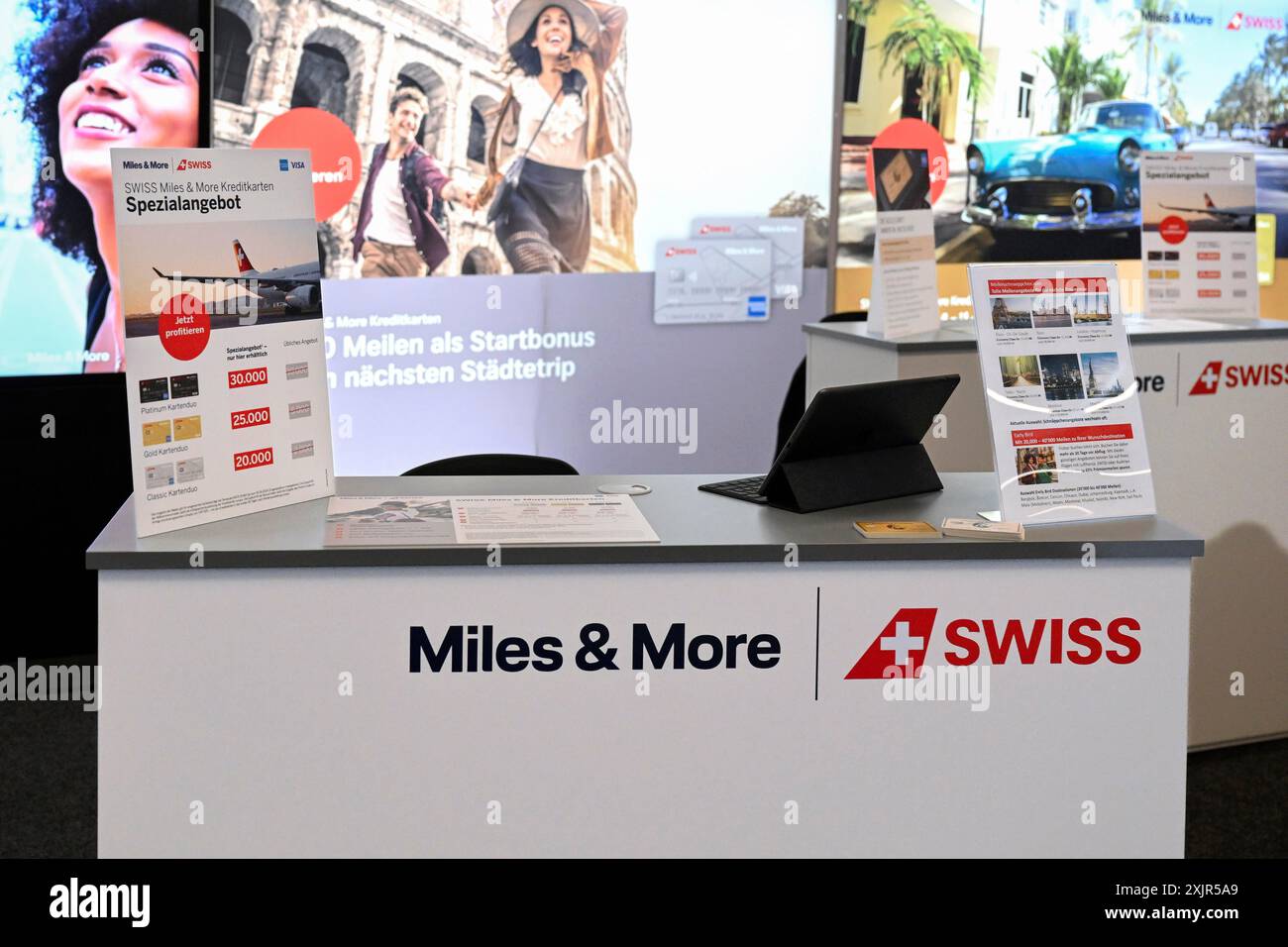 Stand d'exposition Swiss Miles & More Banque D'Images