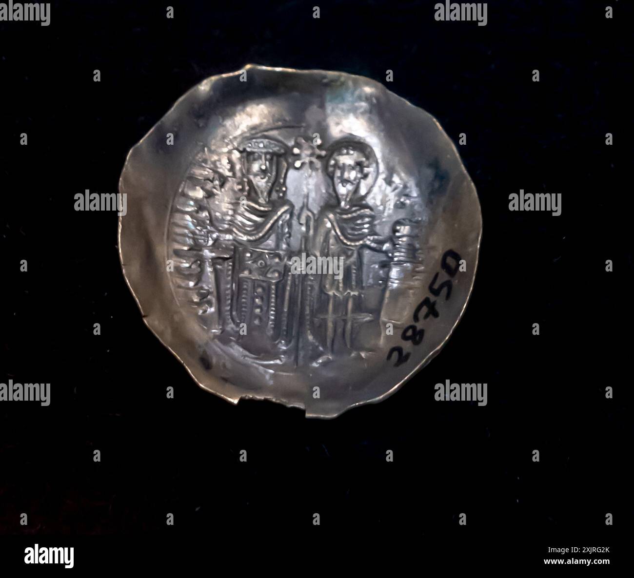 Pièces de trachy en argent byzantin, IXe siècle après JC, Empire romain oriental, Smyrne Banque D'Images