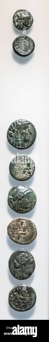 Pièces de monnaie Smyrna, Tulum Find, IIe- Ier siècle av. J.-C. Smyrne, musée d'Izmir Turquie Banque D'Images