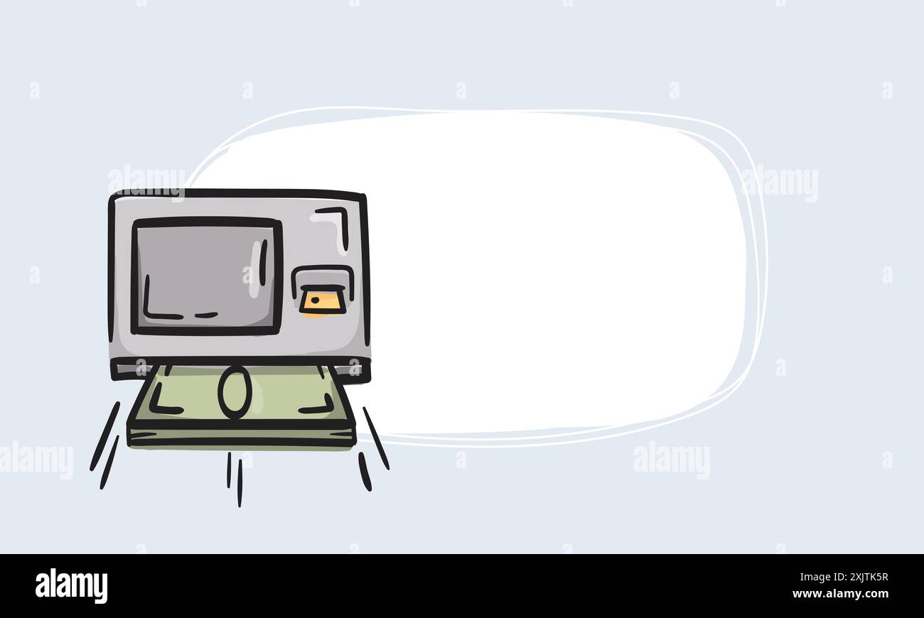 Icône ATM. Fond vectoriel simple pour autocollant, étiquette de prix, étiquette. Affaires, finance, ventes et concept d'actions. Illustration de Vecteur