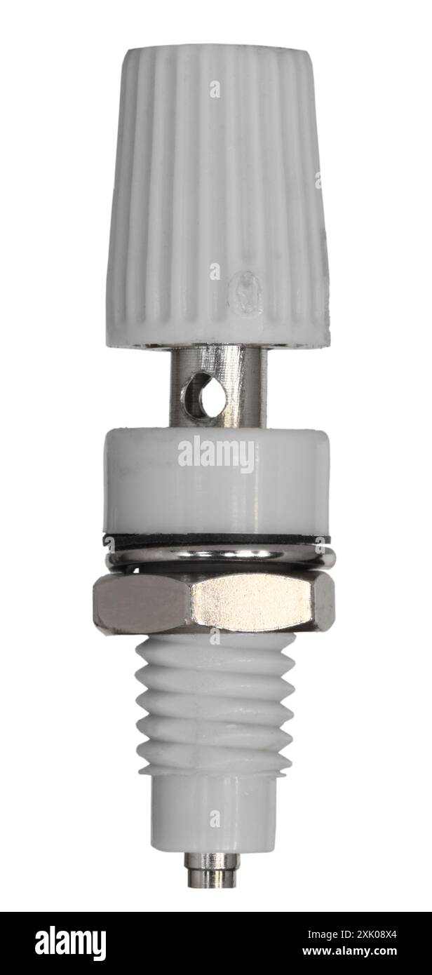 Connecteur de borne de liaison blanc isolé qui est utilisé pour le bricolage ou les projets commerciaux pour connecter les fils. Banque D'Images