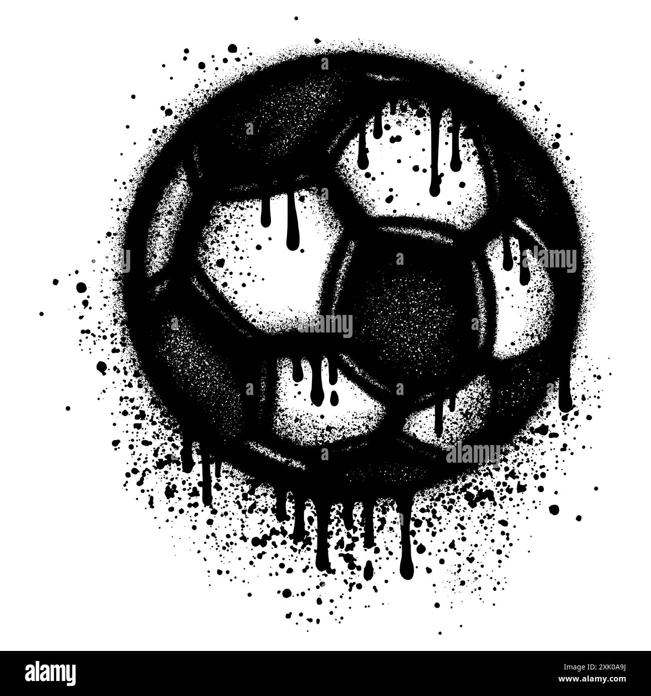 Icône de ballon de football Graffiti peint au pistolet isolé avec un fond blanc. Illustration de Vecteur