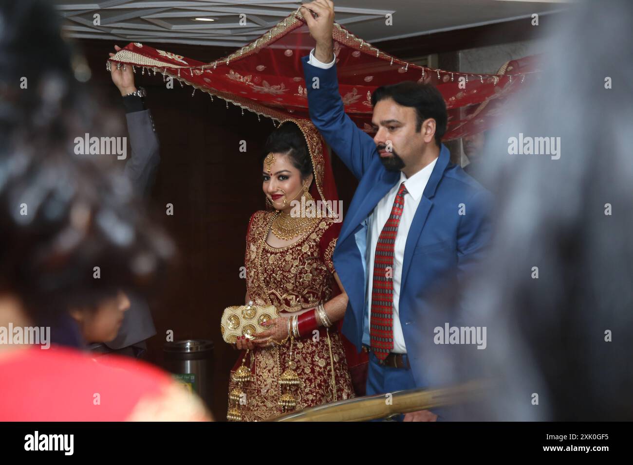 Chandigarh, Inde-20e July2024 une cérémonie et célébration de rituels de mariée traditionnelle indienne hindoue mariée mariée. Banque D'Images