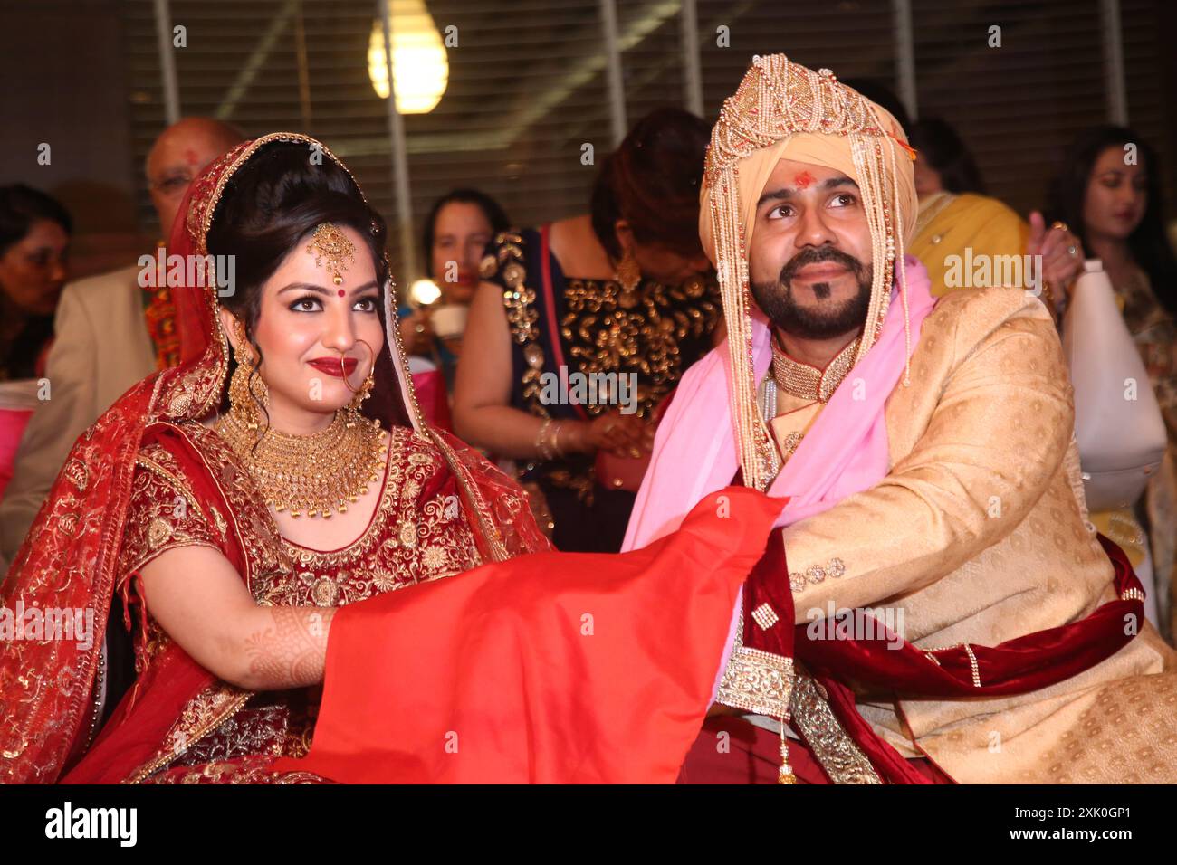Chandigarh, Inde-20e July2024 une cérémonie et célébration de rituels de mariée traditionnelle indienne hindoue mariée mariée. Banque D'Images
