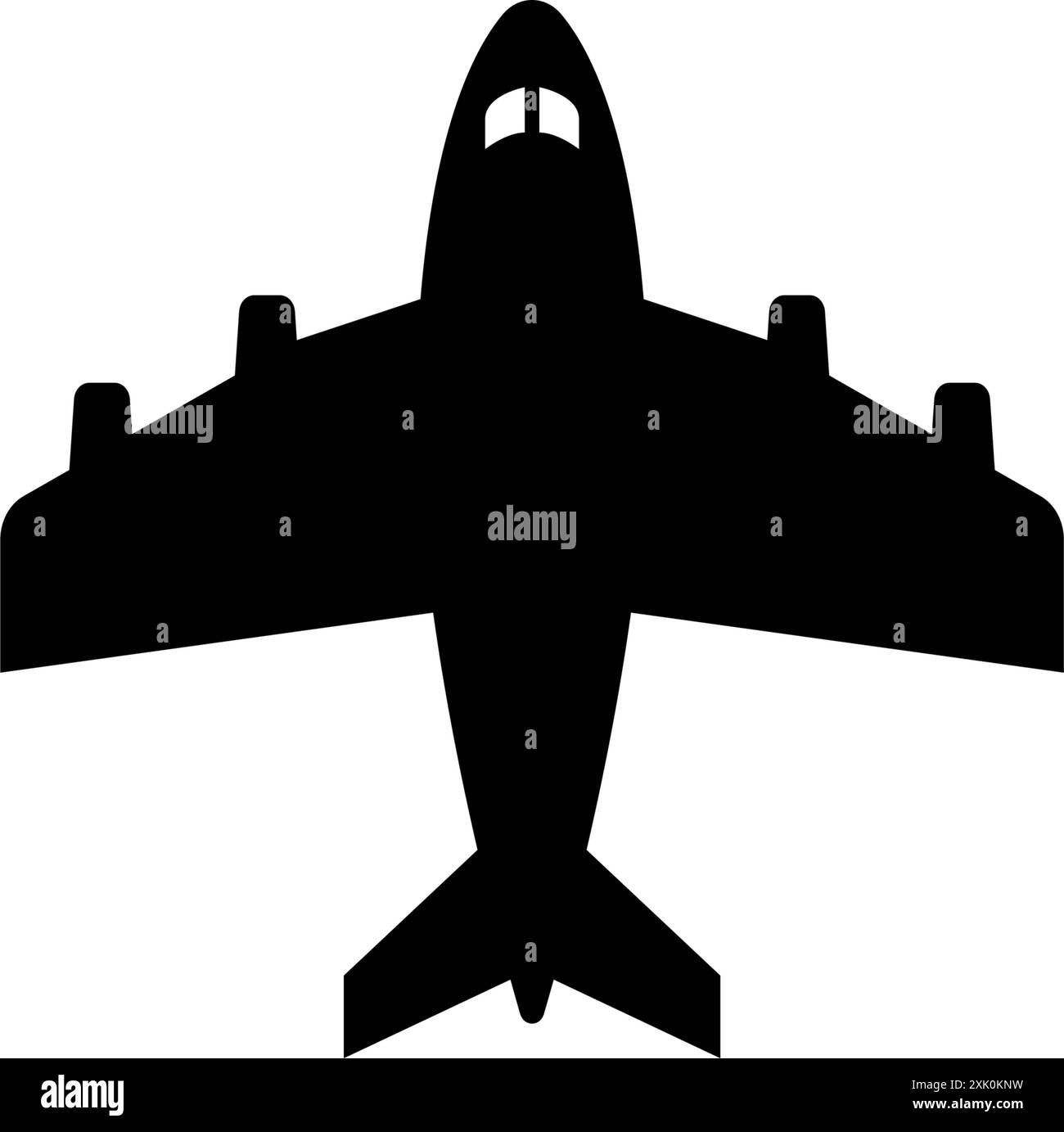 Icône d'avion noir simplifié, parfait pour les thèmes de voyage et d'aviation. Illustration de Vecteur
