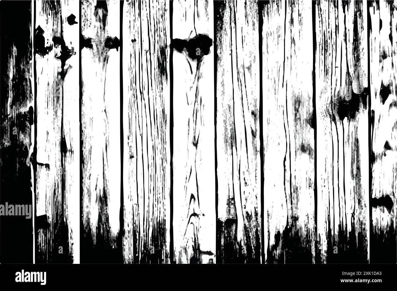 Fond de texture de bois noir et blanc. Old Planks Overlay fond pour votre conception. Illustration vectorielle. Texture détaillée noire grunge. Illustration de Vecteur