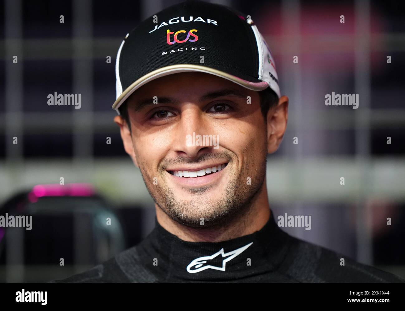 Mitch Evans de Jaguar TCS Racing lors du premier jour de l'E-Prix Hankook London 2024 sur le circuit Excel de Londres. Date de la photo : samedi 20 juillet 2024. Banque D'Images