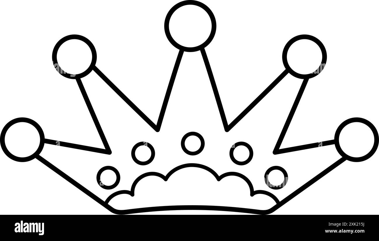 Couronne noire et blanche de conte de fées. Vecteur fantaisie roi, reine, accessoire princesse sirène. Symbole de l'autorité souveraine. Bijoux royaux médiévaux de conte de fées Illustration de Vecteur