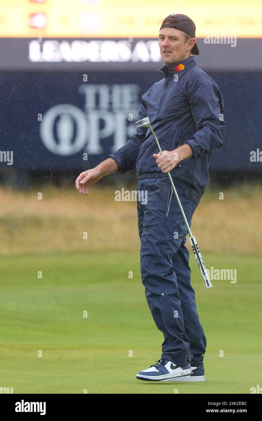 Troon, South Ayrshire, Écosse. 20 juillet 2024 ; Royal Troon Golf Club, Troon, South Ayrshire, Écosse ; The Open Championship Round 3 ; Justin Rose réagit après avoir manqué un putt sur le 17e crédit vert : action plus Sports images/Alamy Live News Banque D'Images