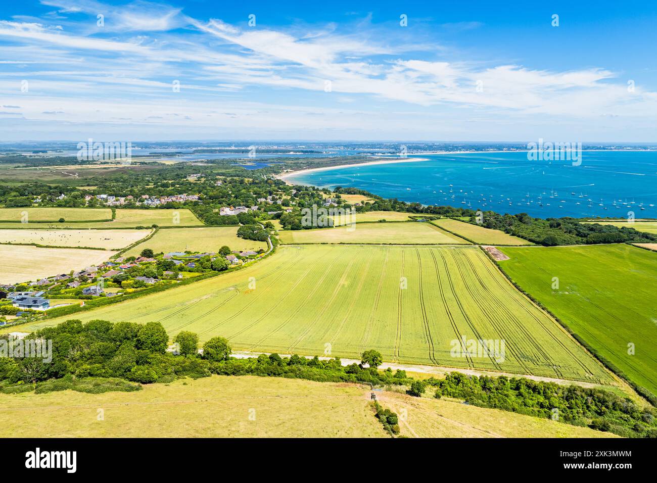 Ballard Cliff sur Studland depuis un drone, Jurassic Coast, Dorset Coast, Poole, Angleterre Banque D'Images