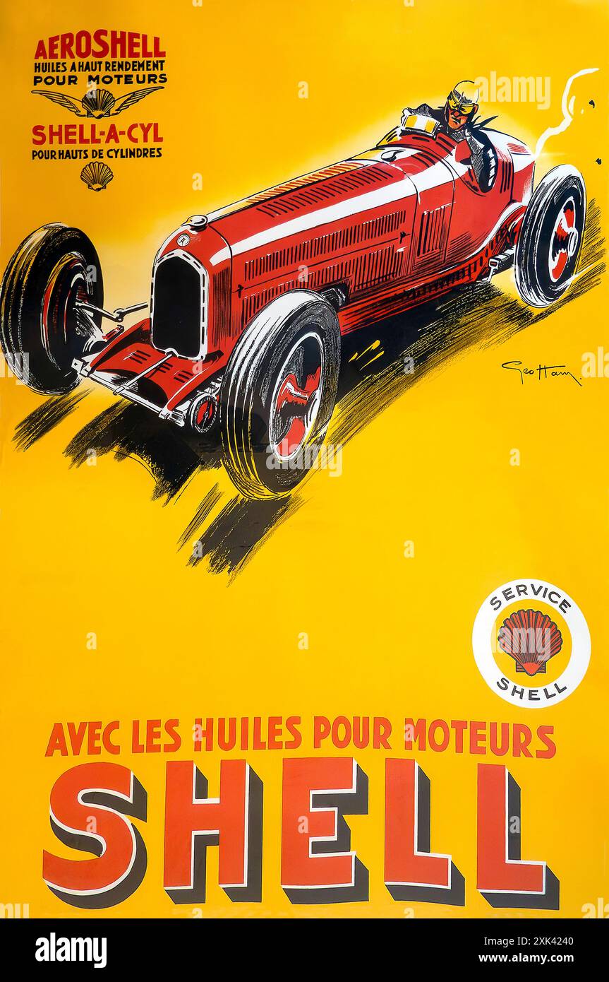 Publicité huile moteur vintage en langue française Banque D'Images