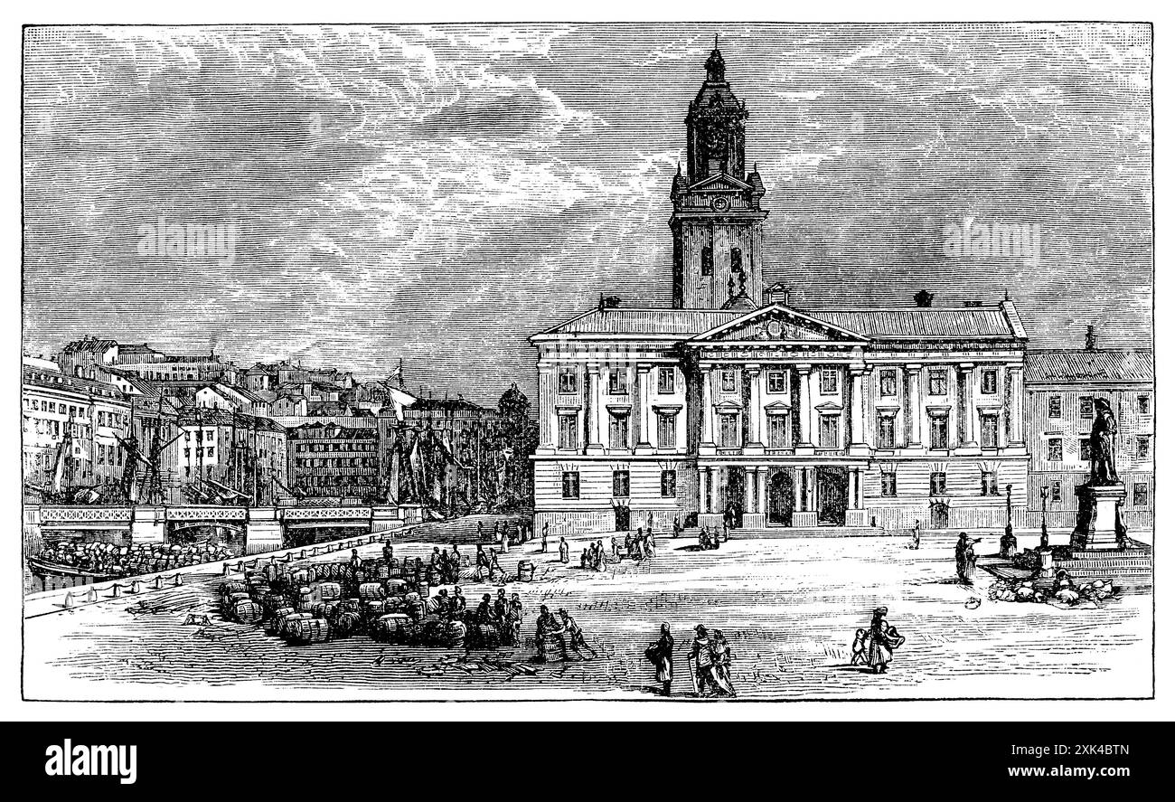 Gravure vintage de la ville de Gothenburg en Suède. Tiré de The Boy's Own Paper Annual, 1882-83. Banque D'Images