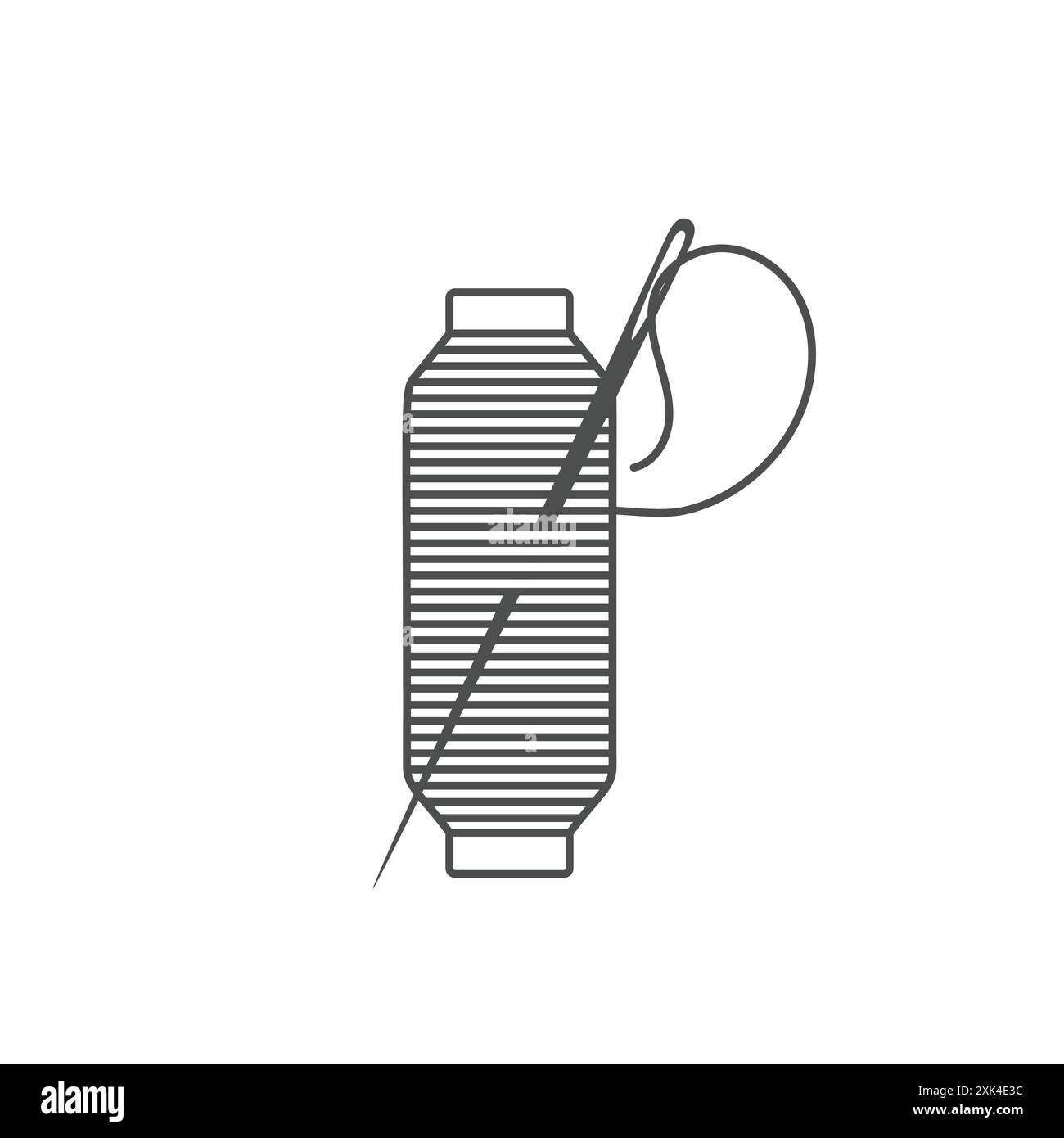 Illustration vectorielle d'icône de silhouette d'aiguille et de bobine. Silhouette de canette noire avec aiguille de contour et fil isolé sur fond blanc. Machines s Illustration de Vecteur