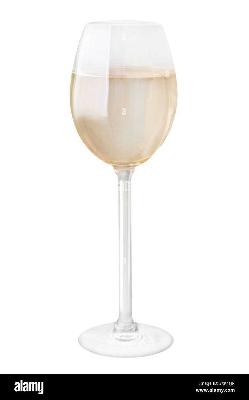 Un verre de vin blanc isolé sur fond blanc Banque D'Images