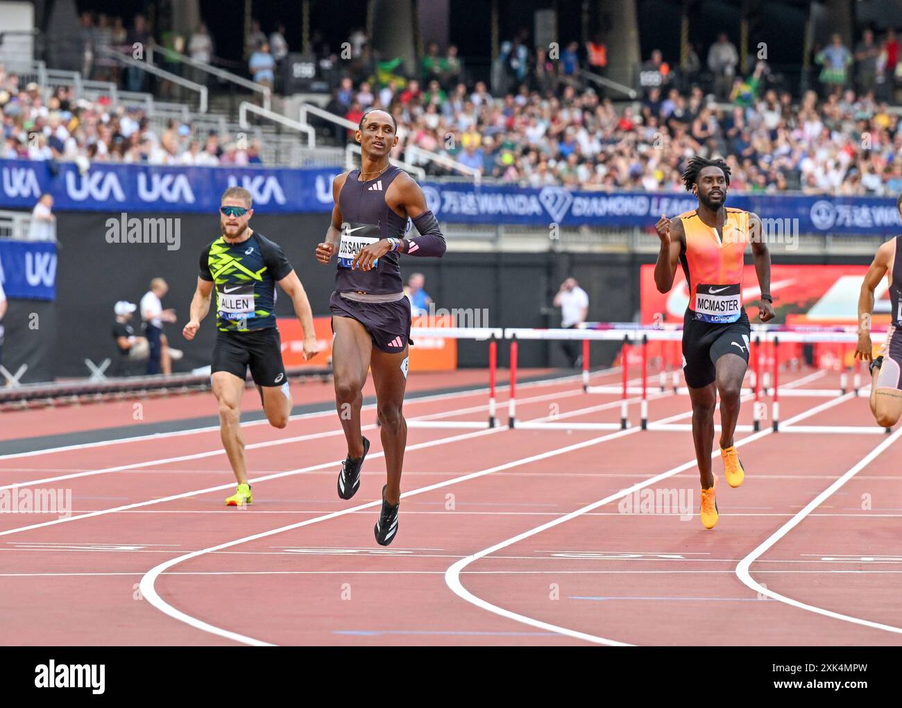 Londres, Royaume-Uni. 20 juillet 2024. dos SANTOS Alison BRA remporte le 400m haies hommes lors de la Wanda Diamond League London Athletics Meet au London Stadium, Queen Elizabeth Park, Londres, Royaume-Uni. Crédit : LFP/Alamy Live News Banque D'Images