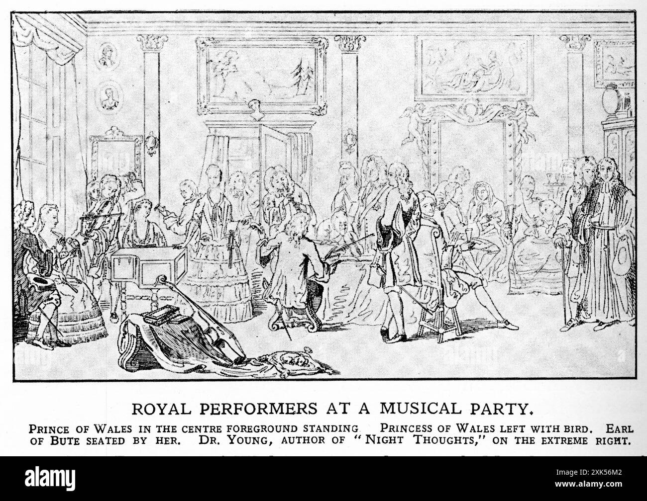 Gravure d'interprètes royaux lors d'une fête musicale en Angleterre, avec la présence du prince de Galles Banque D'Images