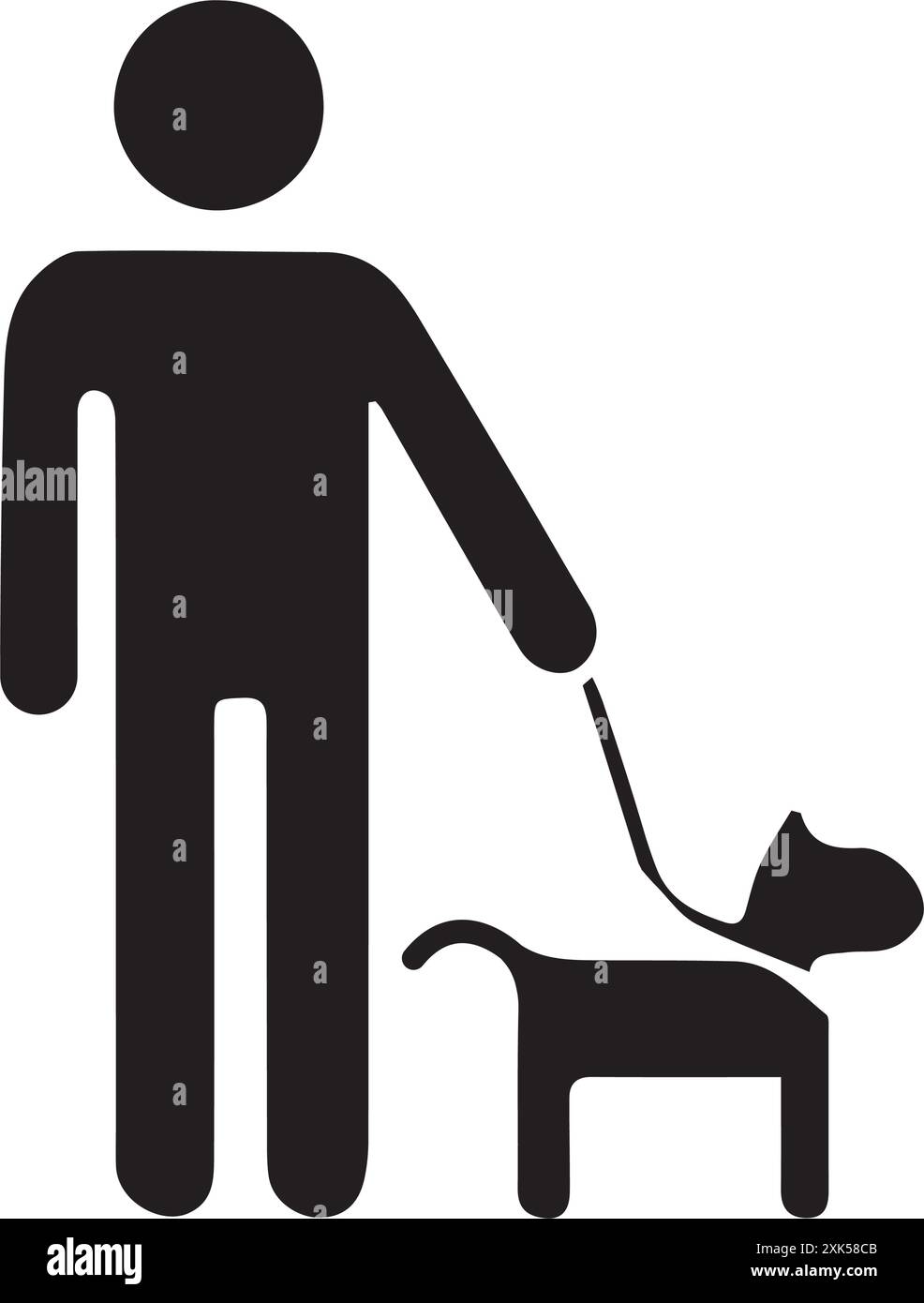 Icône d'un chien marchant avec un humain attaché en laisse Illustration de Vecteur