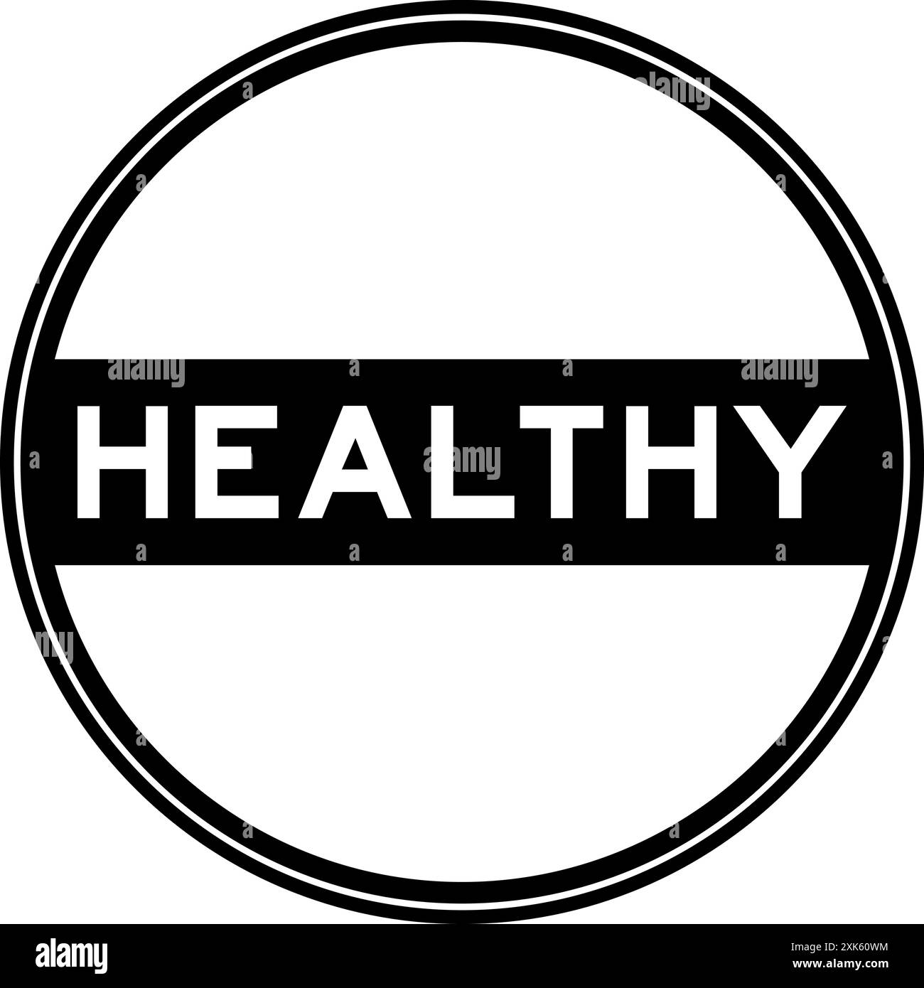 Autocollant de sceau rond de couleur noire dans le mot Healthy sur fond blanc Illustration de Vecteur