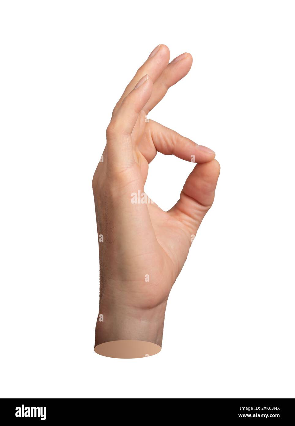 OK et OK, geste de la main, signe isolé sur fond blanc.. Banque D'Images