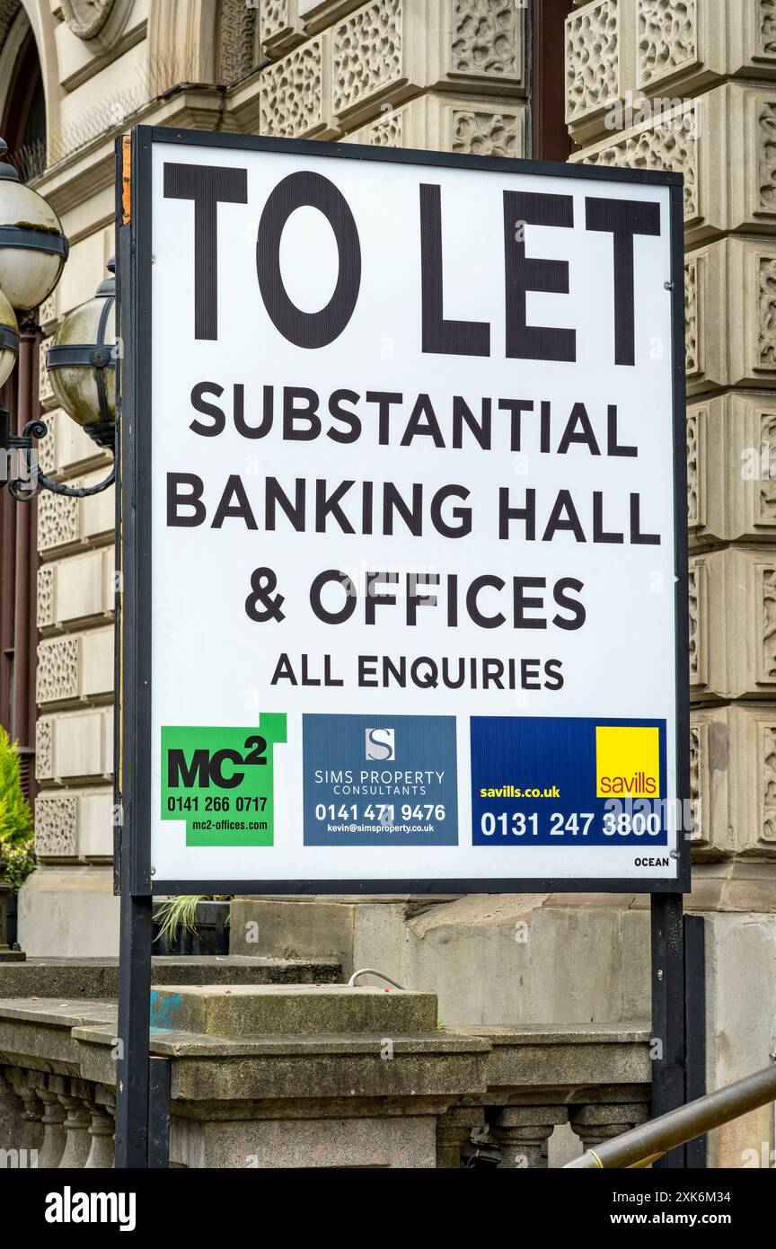 Hall bancaire et bureaux à Let Sign, 30 St Vincent place, Glasgow, Écosse, Royaume-Uni, Europe Banque D'Images