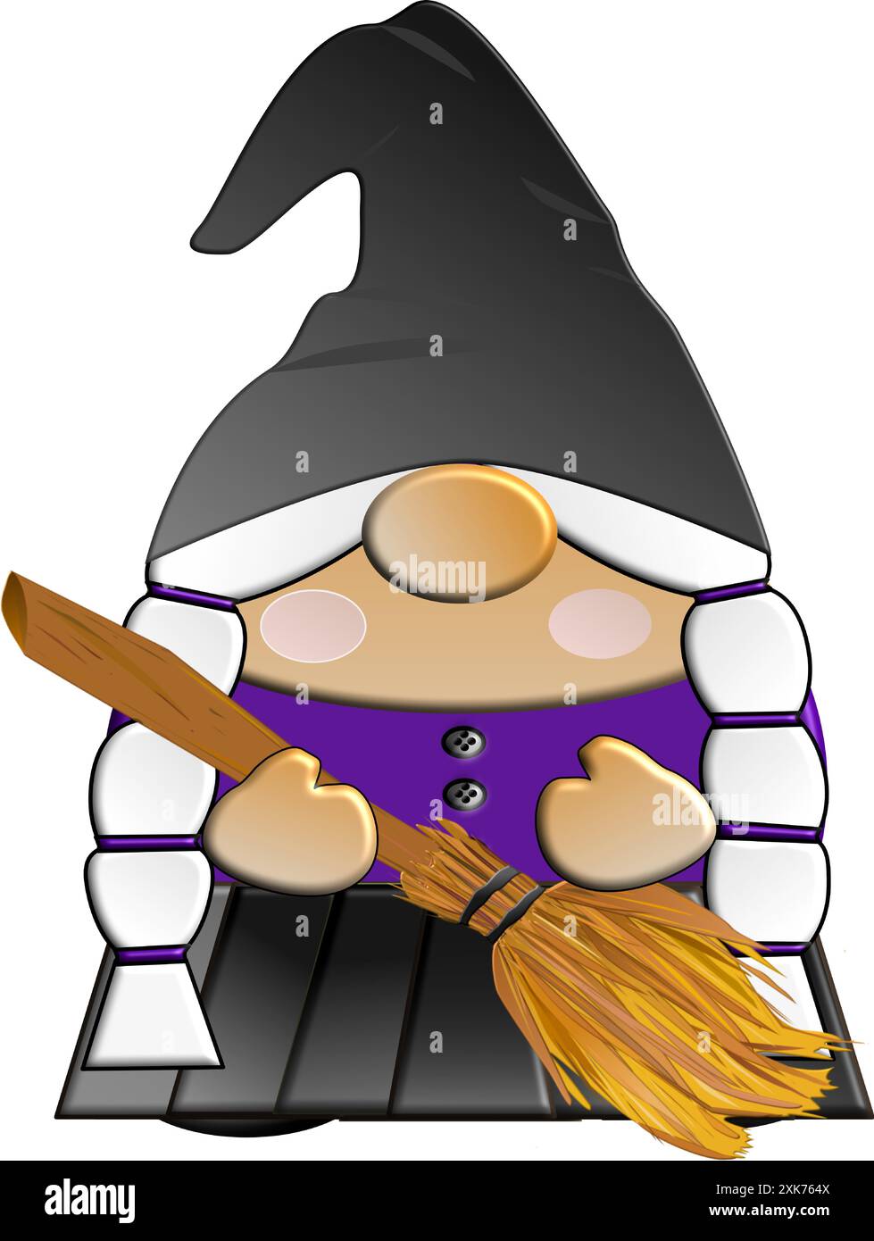 Gnome féminin avec chapeau noir - sorcière - automne - graphiques vectoriels idéal pour Halloween Illustration de Vecteur