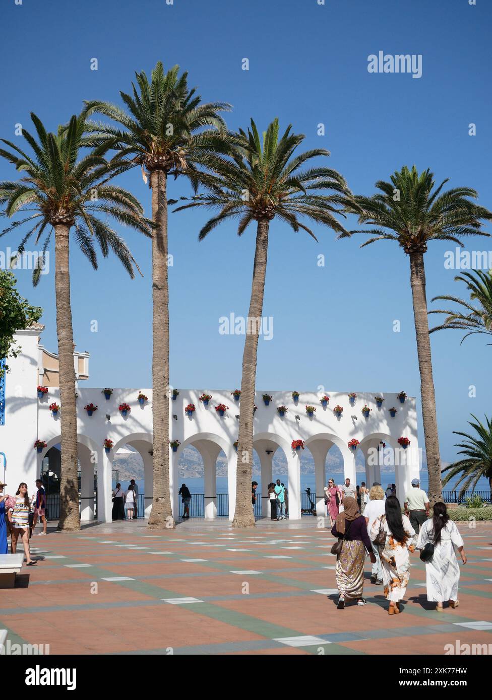 Plaza balcon de Europa, Nerja, Costa del sol, Andalousie, Espagne Banque D'Images