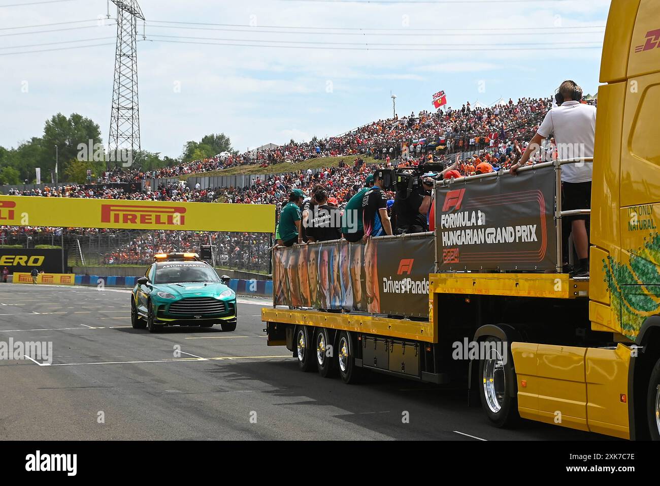 Driver Parade avant la course pendant Raceday le dimanche 21 juillet, du Grand Prix de Hongrie de formule 1 2024, qui aura lieu sur Hungaroring Track à Mogyorod, Budapest, Hongrie, du 19 au 21 juillet 2024 Banque D'Images