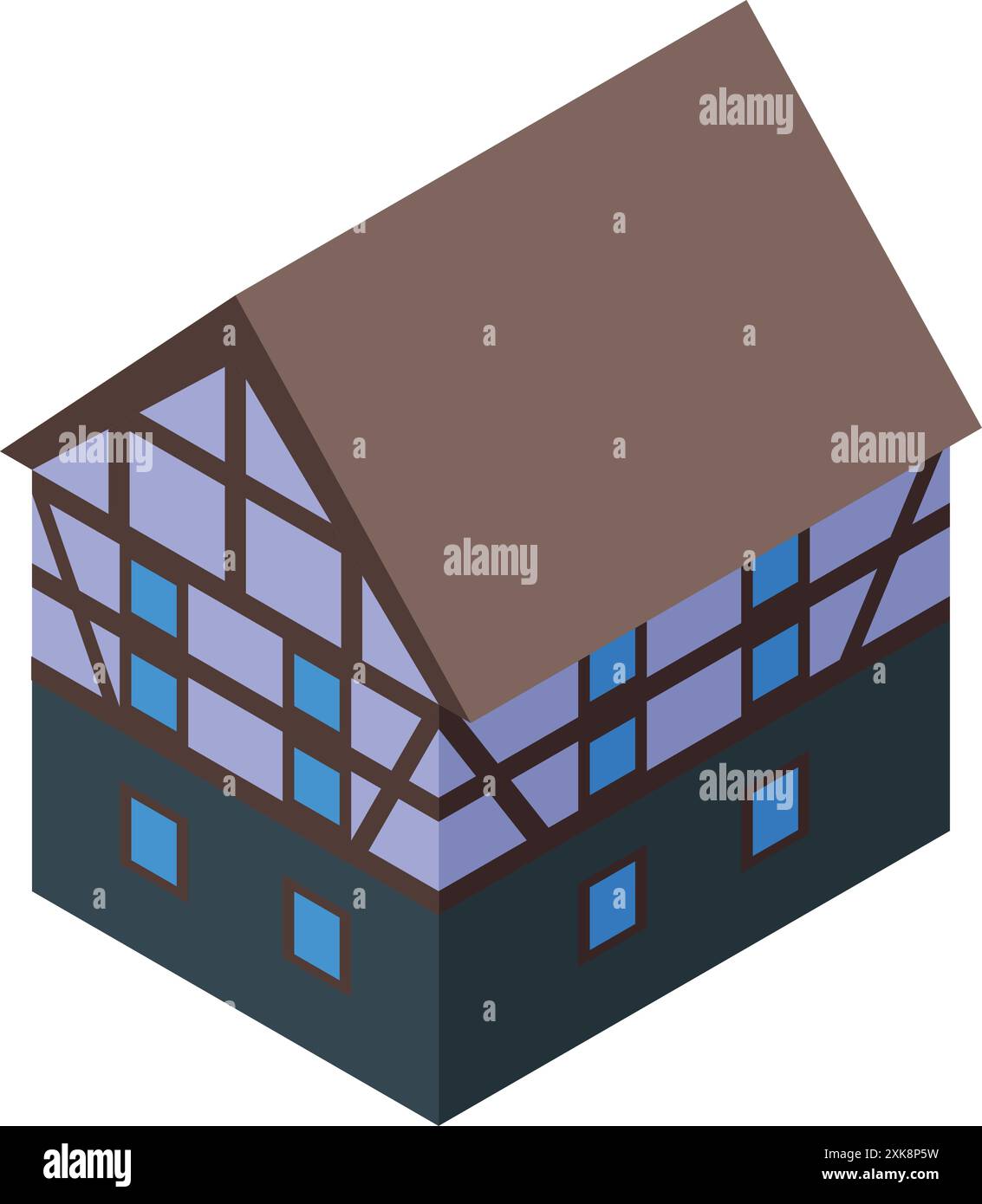 Bâtiment isométrique bas poly représentant l'architecture allemande traditionnelle Illustration de Vecteur