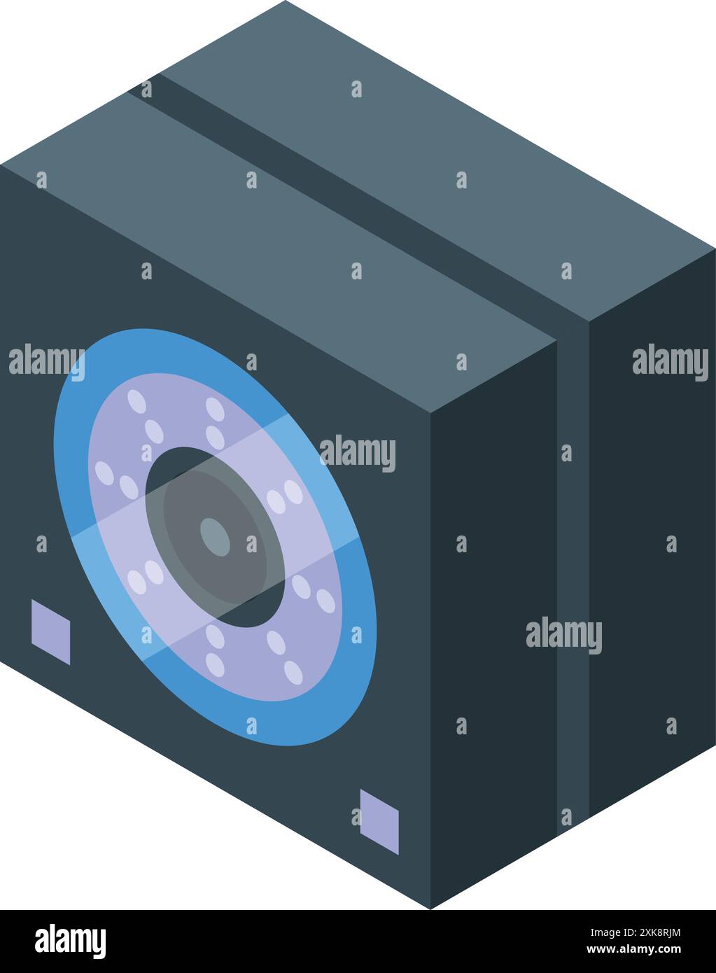 Enregistrement de caméra de sécurité moderne, système de surveillance isométrique pour la protection de la maison Illustration de Vecteur