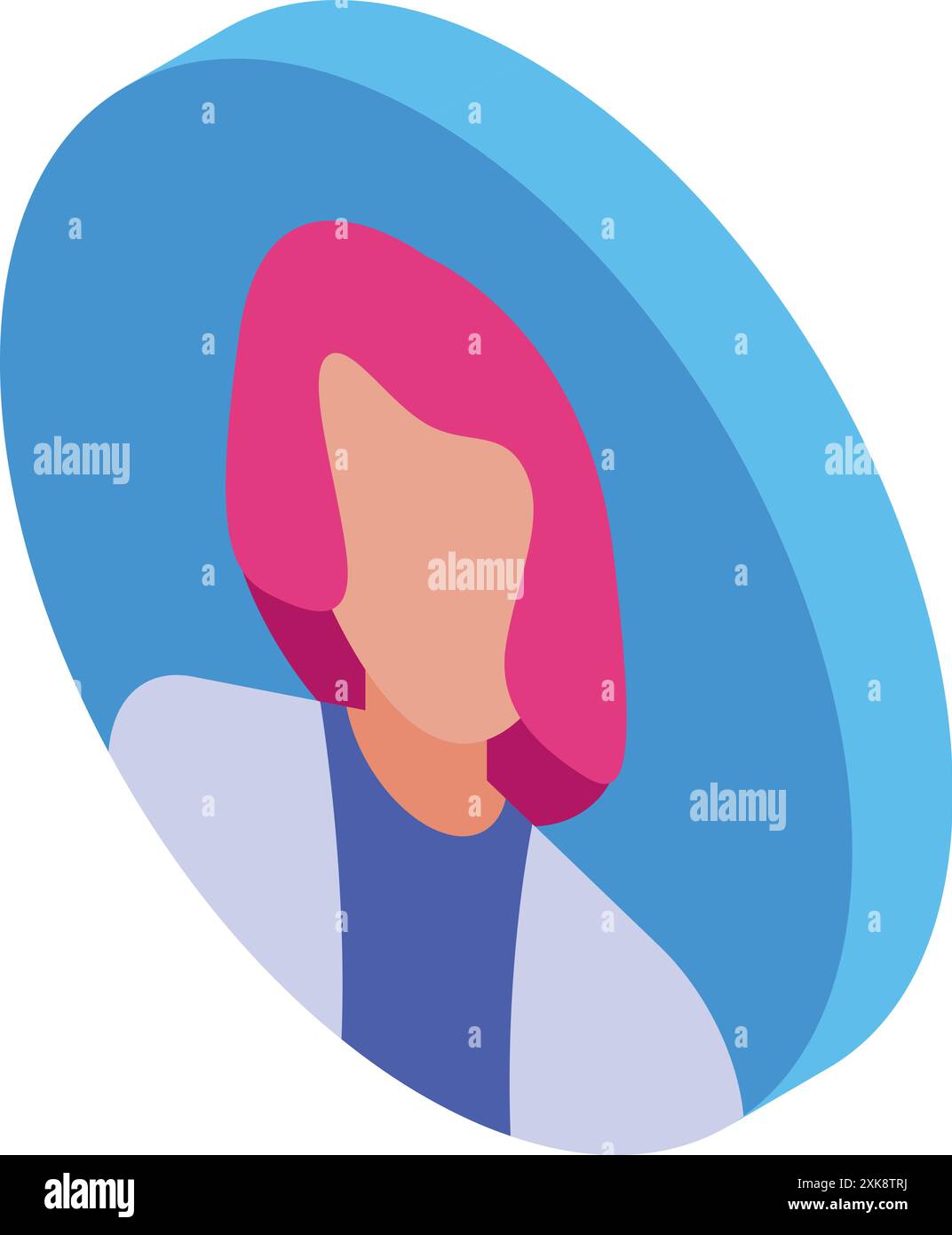 Une femme médecin aux cheveux roses porte une blouse de laboratoire dans cet avatar Illustration de Vecteur