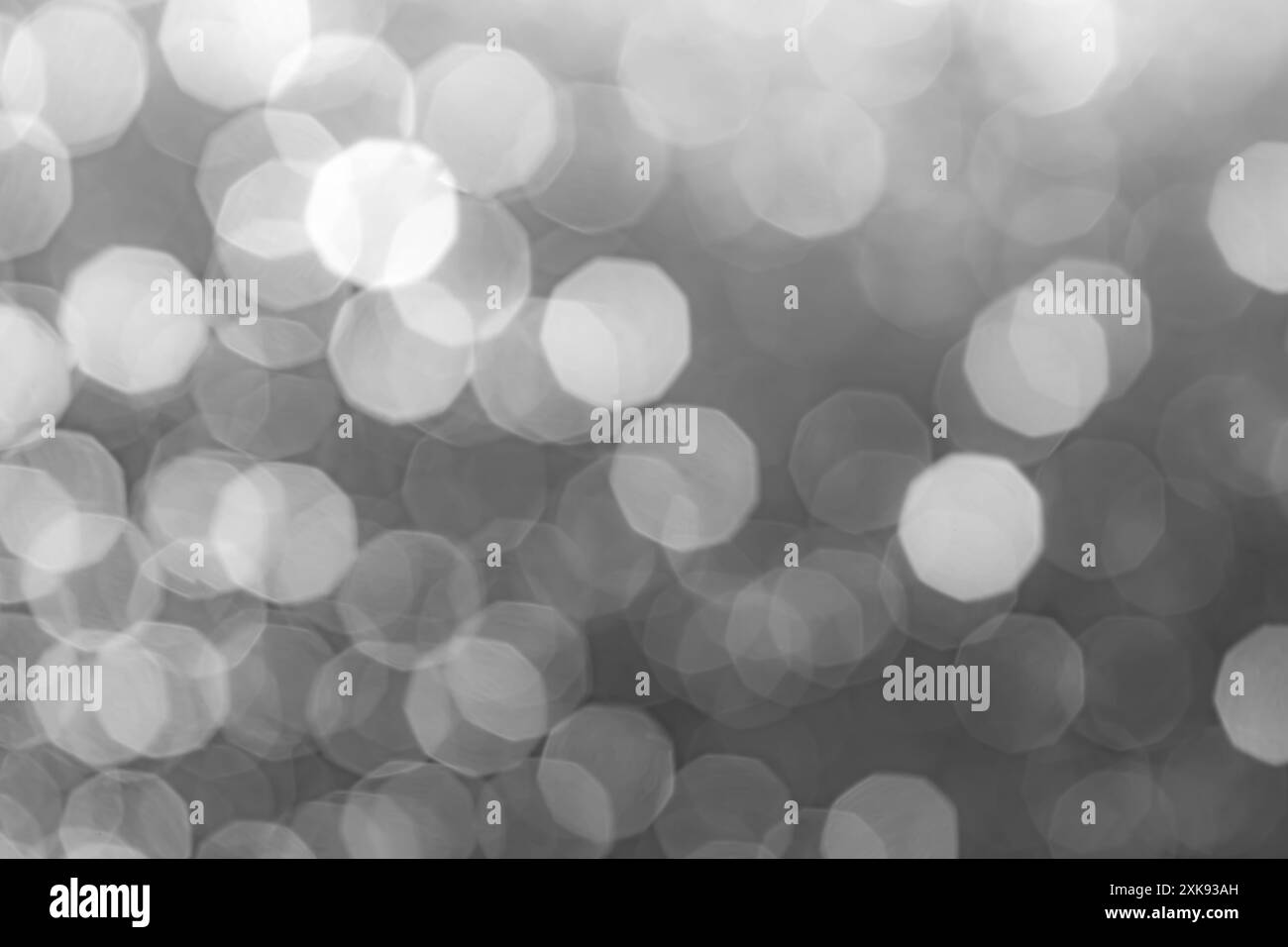 Fond gris abstrait avec lumière bokeh floue. Beau bokeh noir blanc gris hors foyer fond de forêt naturelle Banque D'Images