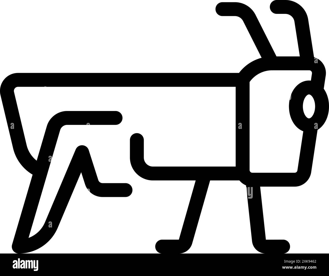 Icône de contour audacieux simple d'une grande sauterelle avec de longues jambes Illustration de Vecteur
