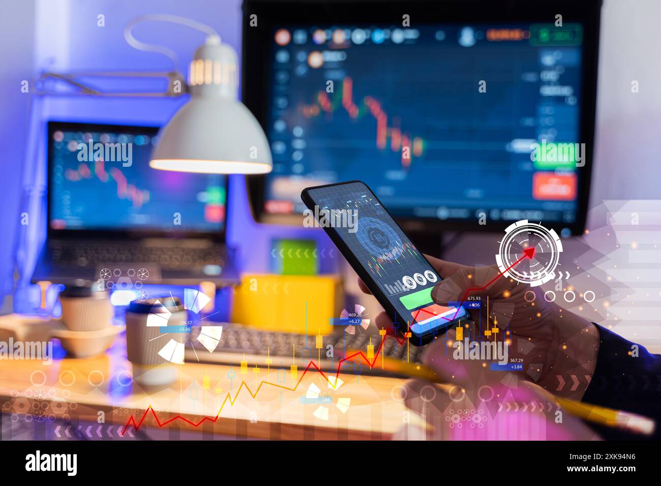 Les gens d'affaires analysent les données financières graphiques de trading forex, investissant dans les marchés boursiers, les fonds et les actifs numériques, la technologie de finance d'entreprise et inve Banque D'Images