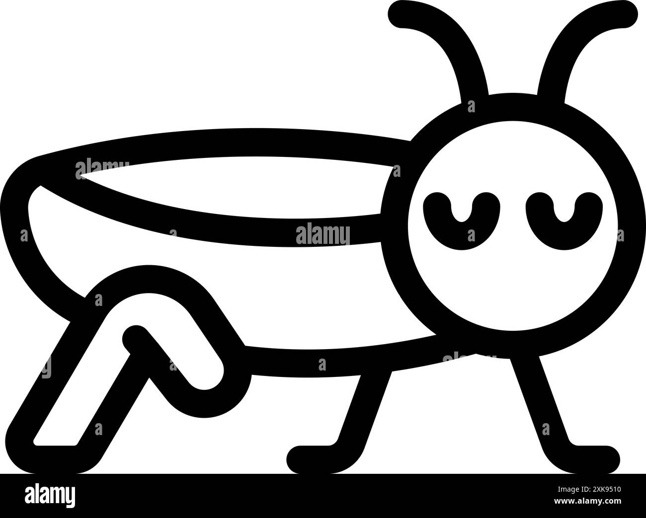 Dessin au trait simple d'une sauterelle de dessin animé debout sur quatre pattes Illustration de Vecteur