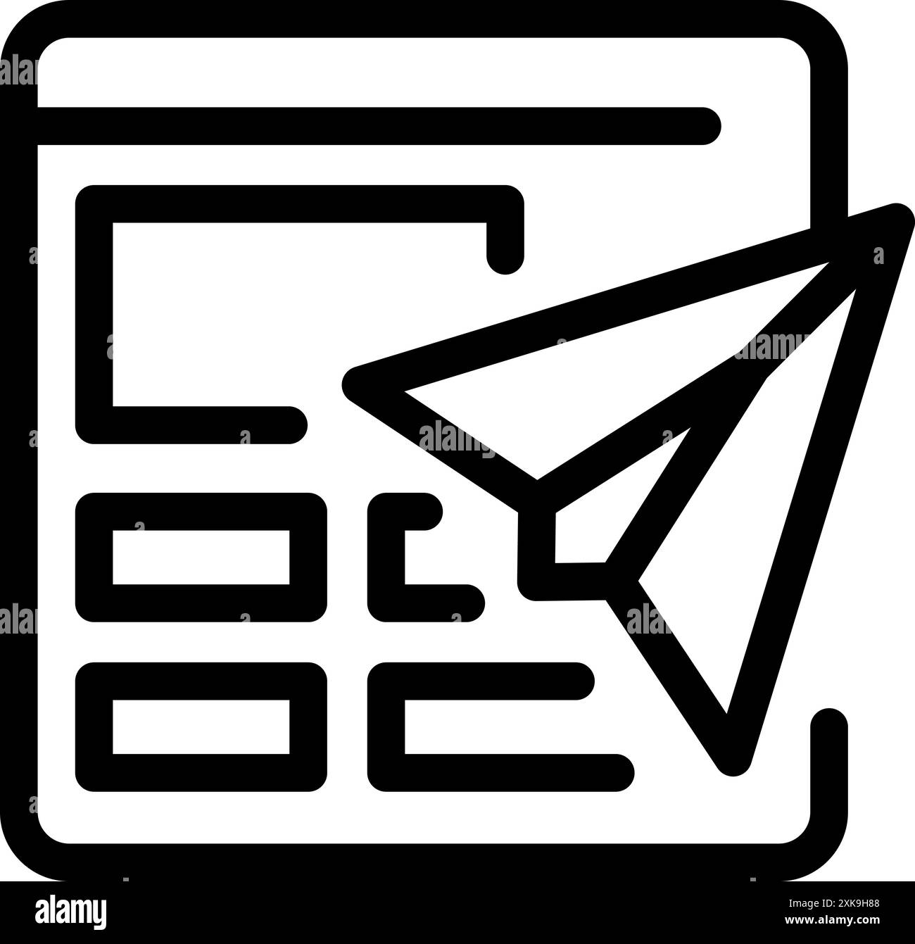 Avion en papier survolant un site web, symbolisant des campagnes de marketing en ligne Illustration de Vecteur