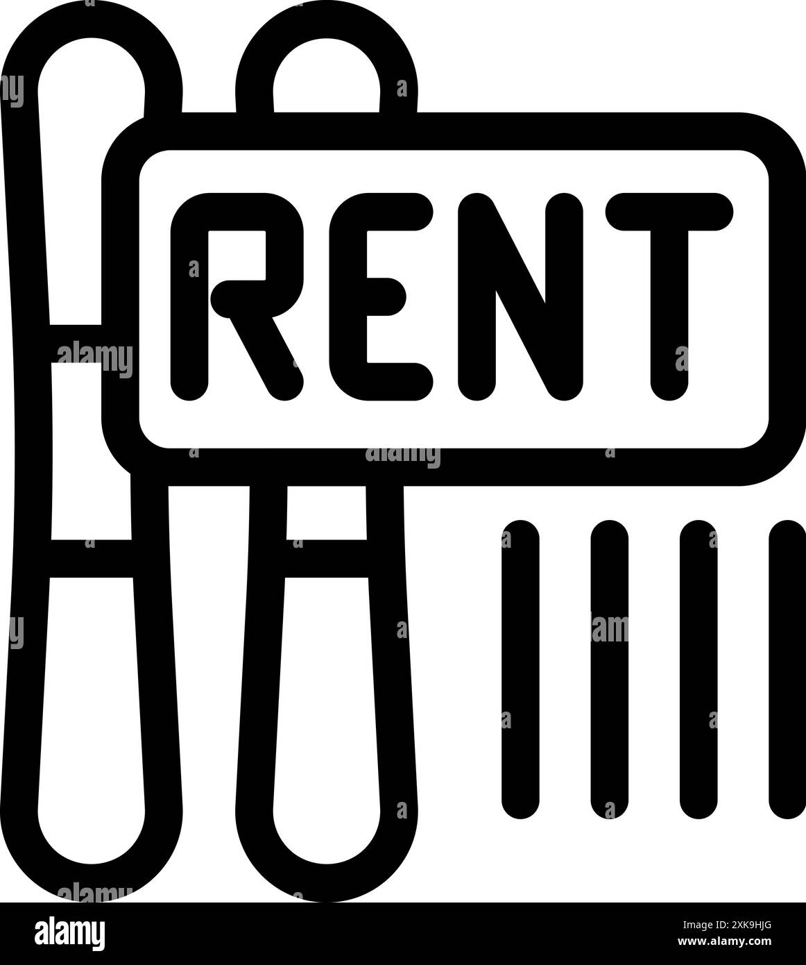 L'enseigne de location de skis annonce la location d'équipement de sports d'hiver pendant la saison neigeuse Illustration de Vecteur