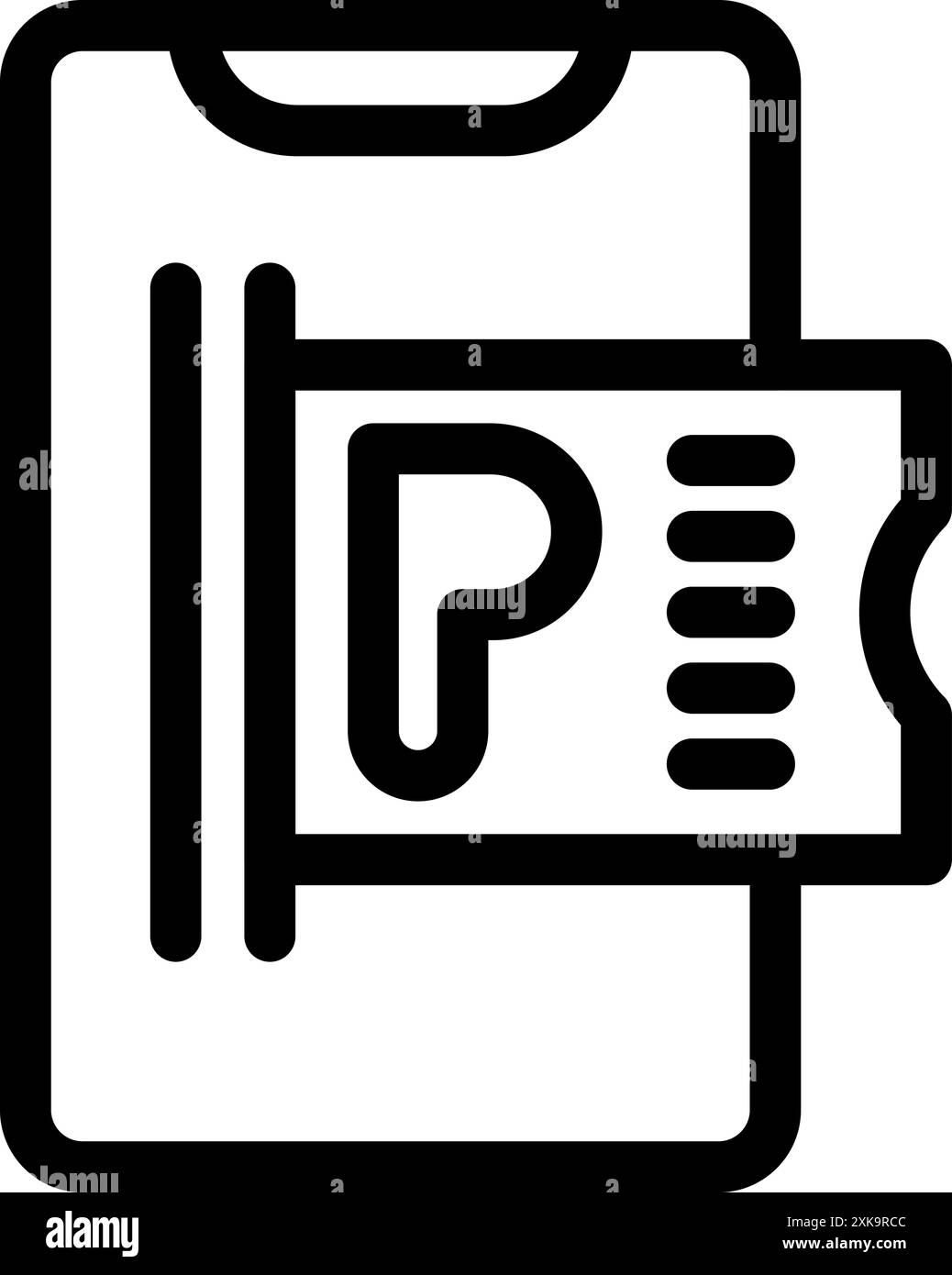 Téléphone portable affichant l'icône du ticket de stationnement représentant le concept de paiement d'amende numérique Illustration de Vecteur